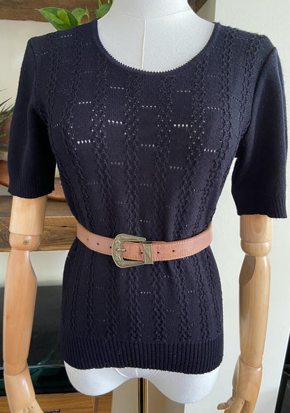 Vintage Brown & Brass Skinny Western Belt