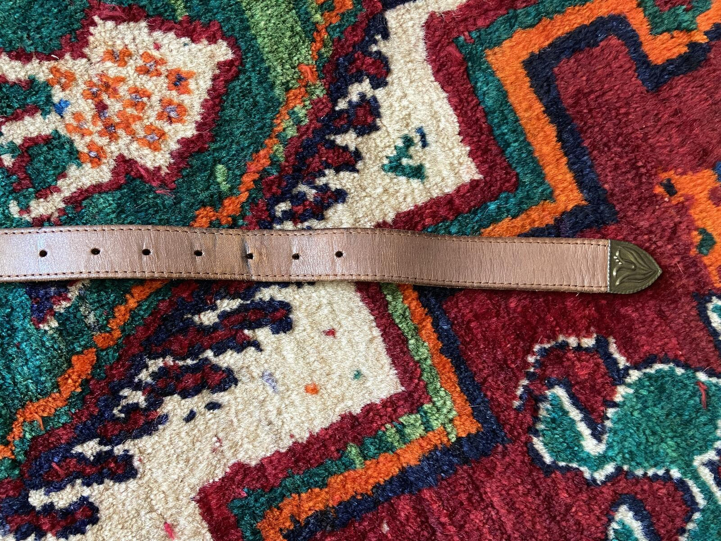 Vintage Brown & Brass Skinny Western Belt