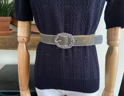 Vintage Khaki Filigree Buckle Belt