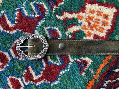 Vintage Khaki Filigree Buckle Belt
