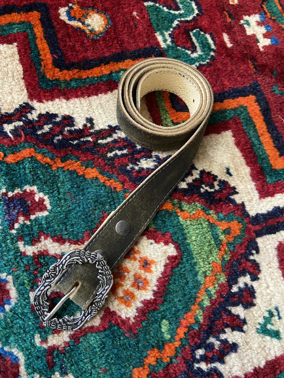 Vintage Khaki Filigree Buckle Belt