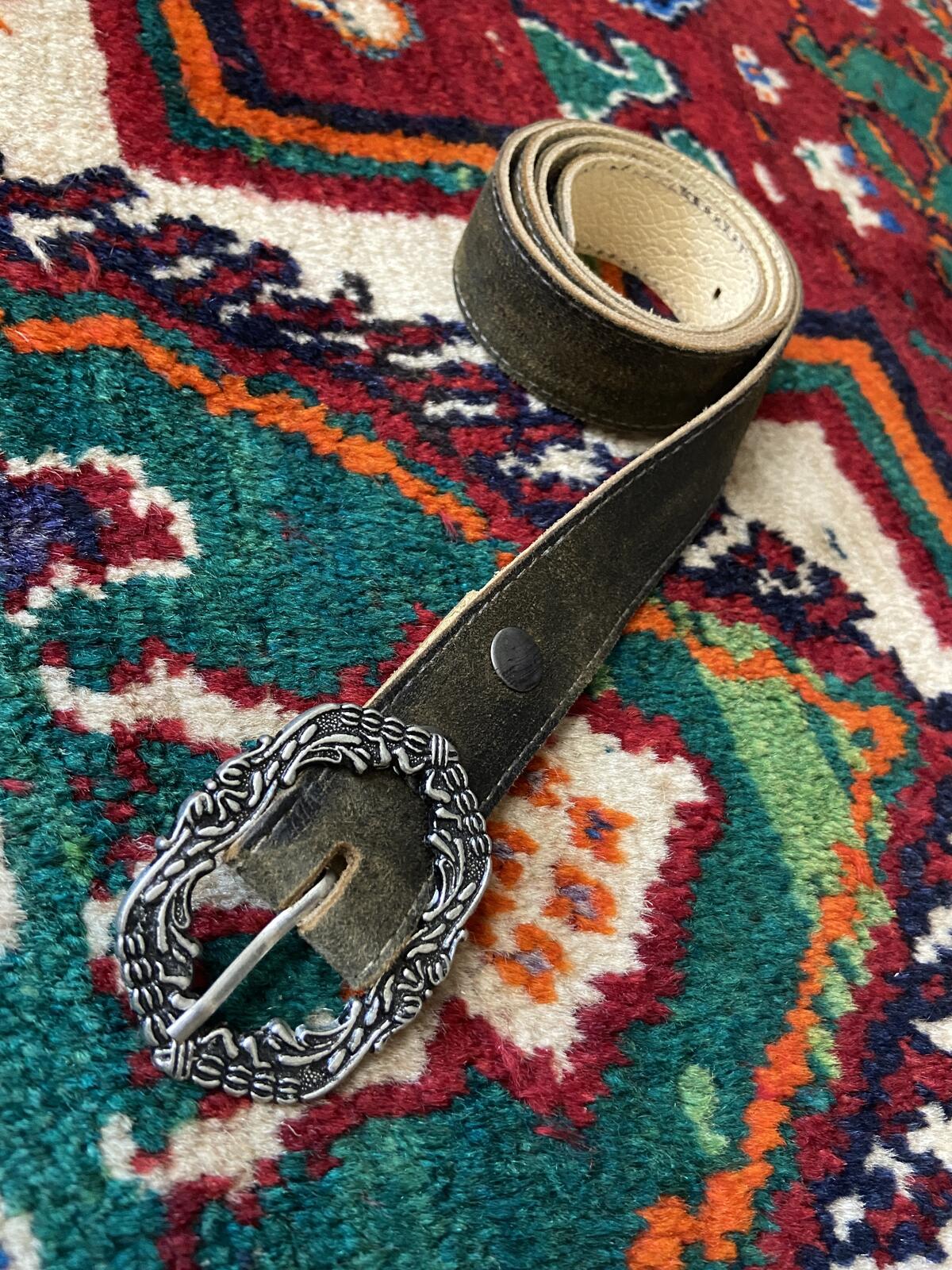 Vintage Khaki Filigree Buckle Belt