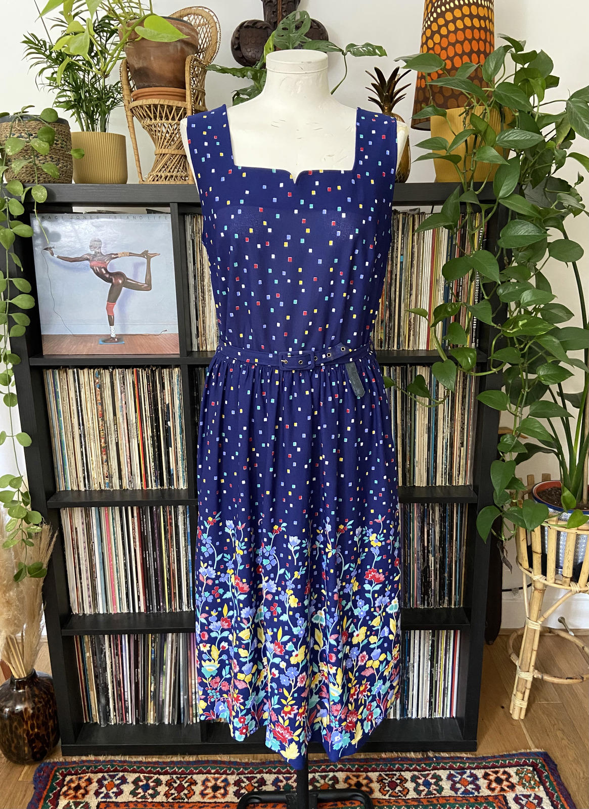 Vintage 1980s Blue Floral Sundress