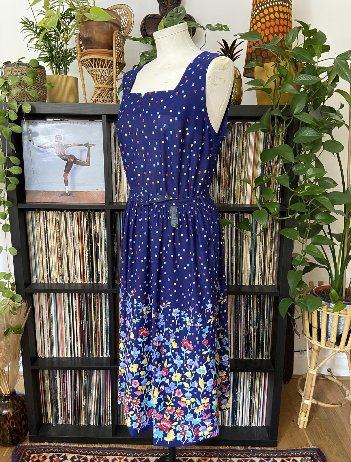 Vintage 1980s Blue Floral Sundress