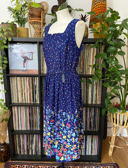 Vintage 1980s Blue Floral Sundress