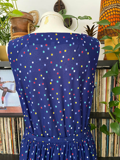 Vintage 1980s Blue Floral Sundress
