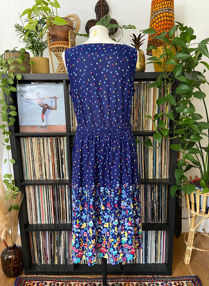 Vintage 1980s Blue Floral Sundress