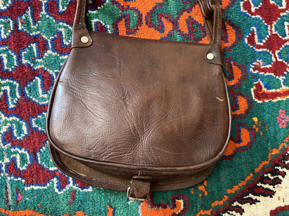 Vintage 1970s Brown Moroccan Tooled Crossbody Bag
