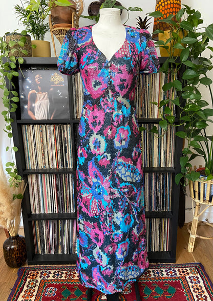 Vintage 1970s Lurex Glitter Maxi Dress