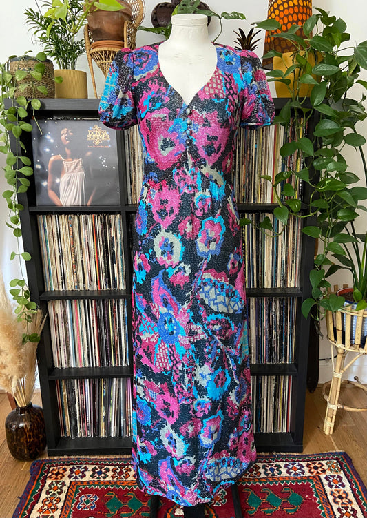 Vintage 1970s Lurex Glitter Maxi Dress