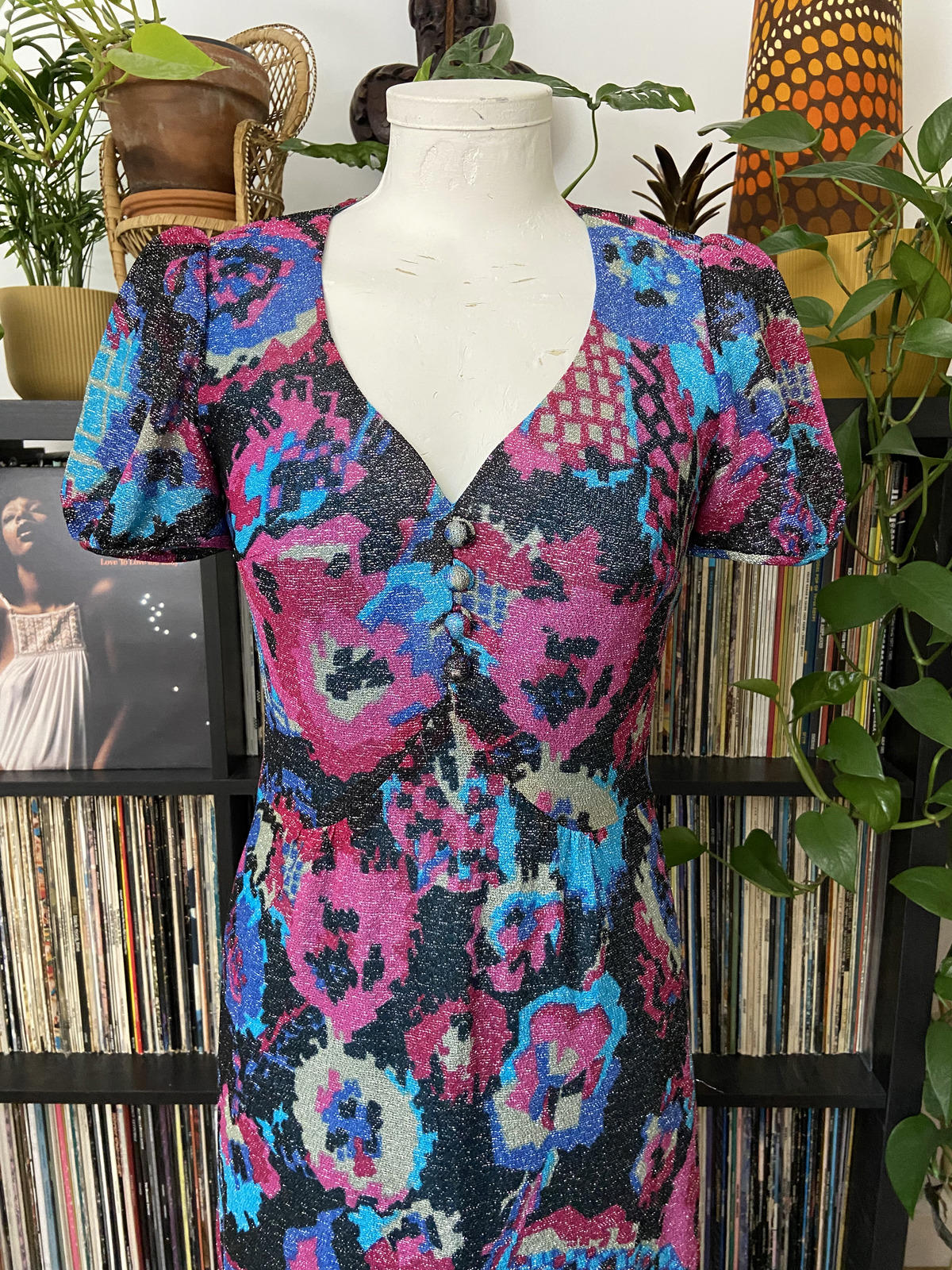 Vintage 1970s Lurex Glitter Maxi Dress