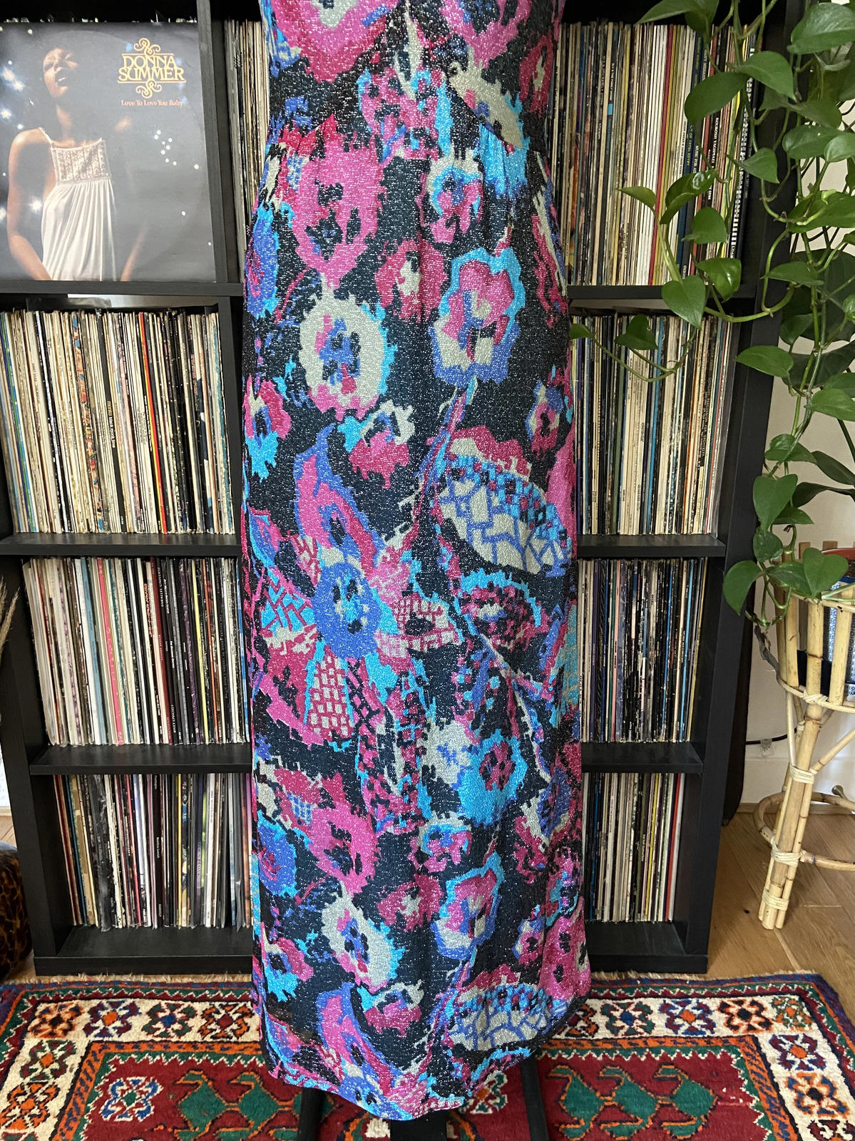 Vintage 1970s Lurex Glitter Maxi Dress