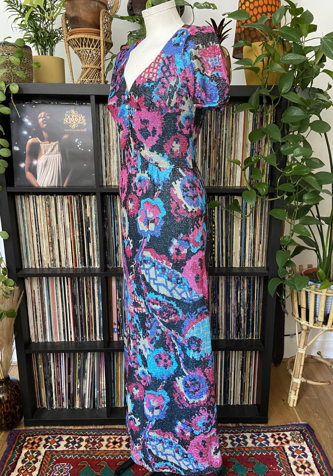 Vintage 1970s Lurex Glitter Maxi Dress
