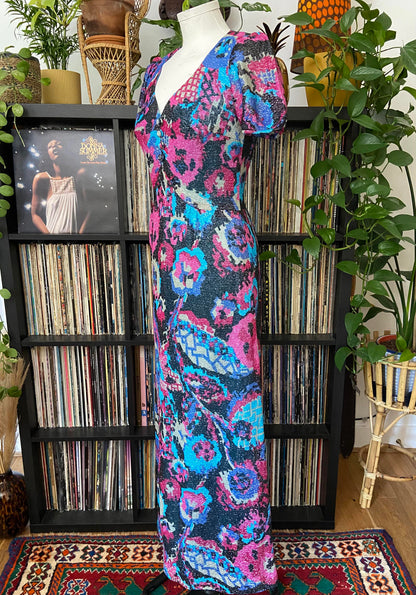 Vintage 1970s Lurex Glitter Maxi Dress