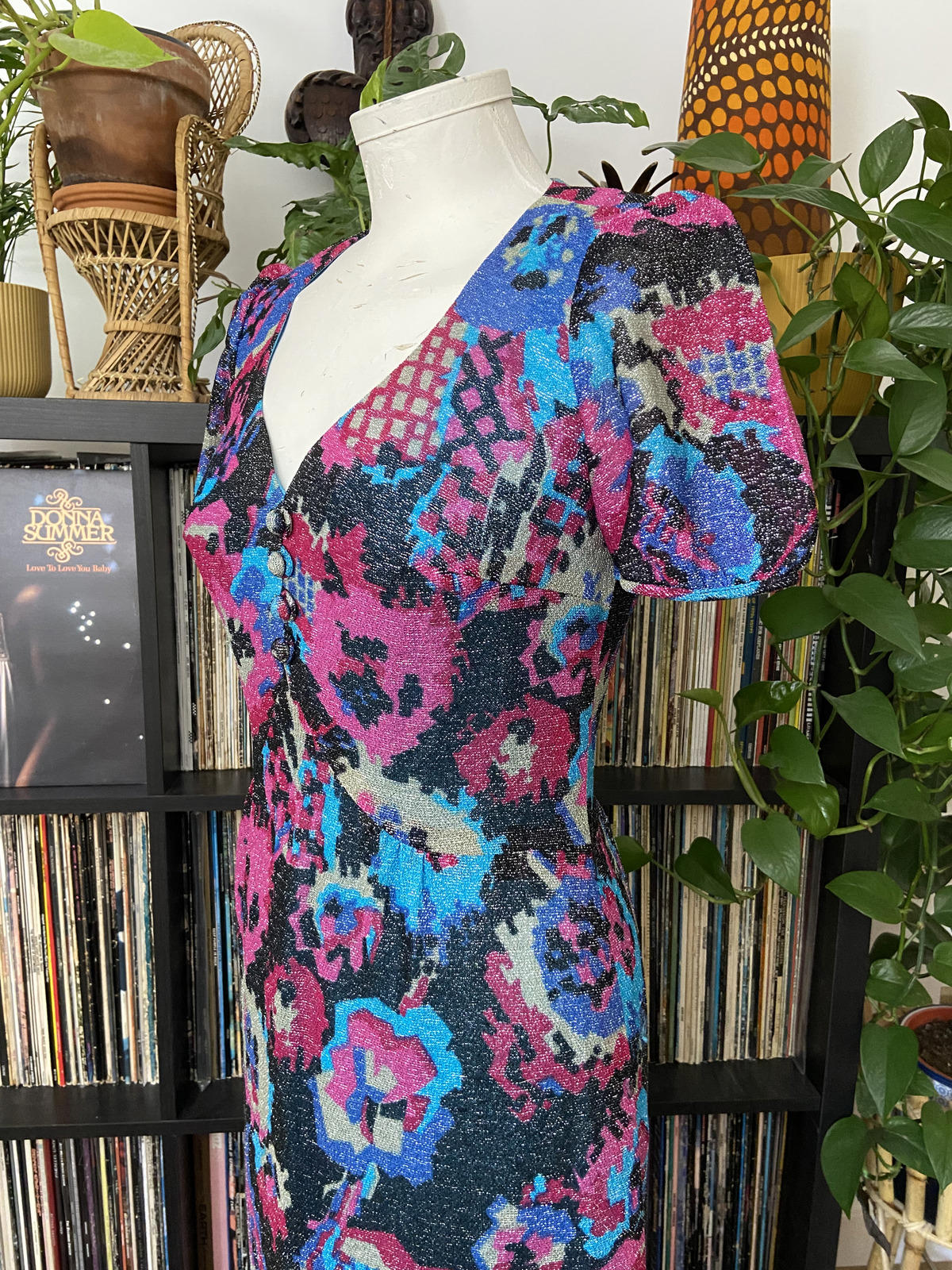 Vintage 1970s Lurex Glitter Maxi Dress