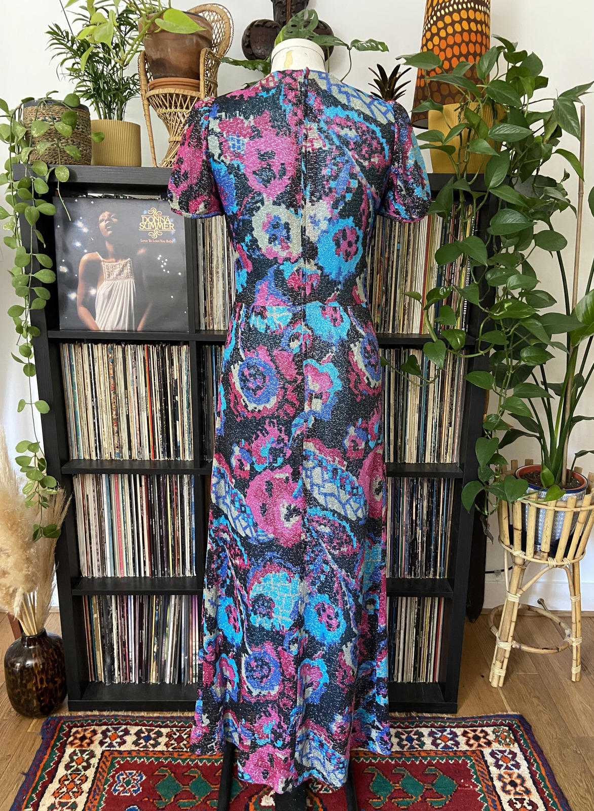 Vintage 1970s Lurex Glitter Maxi Dress