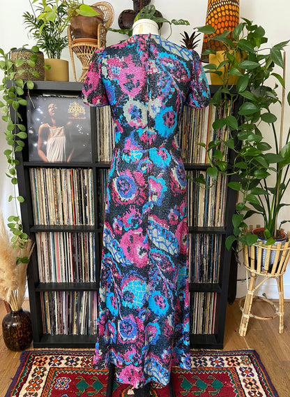 Vintage 1970s Lurex Glitter Maxi Dress