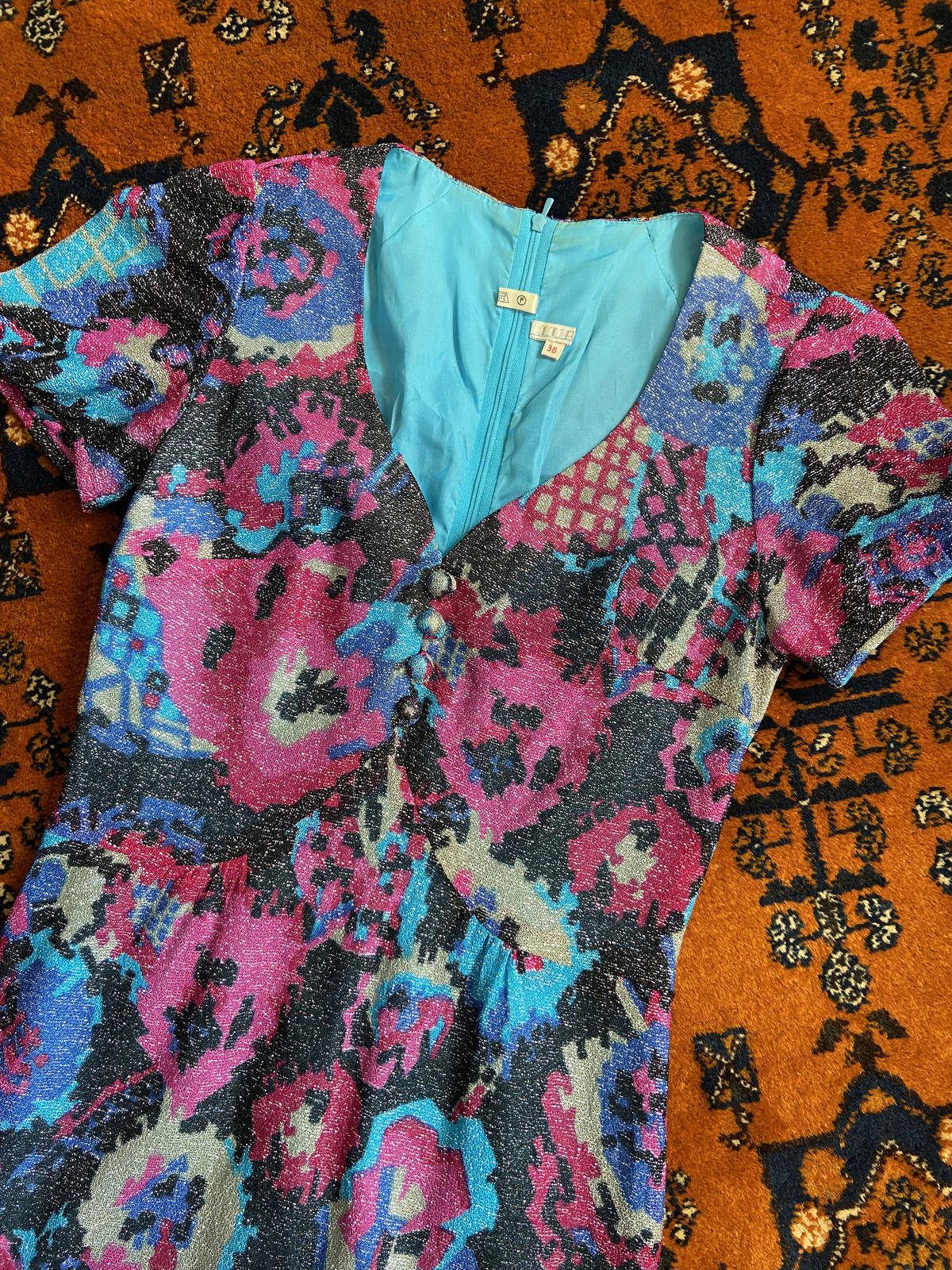 Vintage 1970s Lurex Glitter Maxi Dress