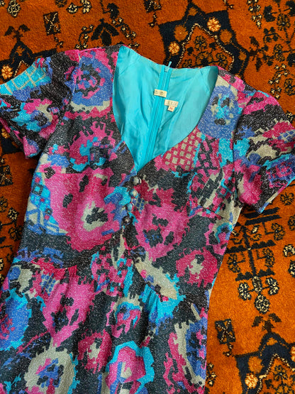 Vintage 1970s Lurex Glitter Maxi Dress