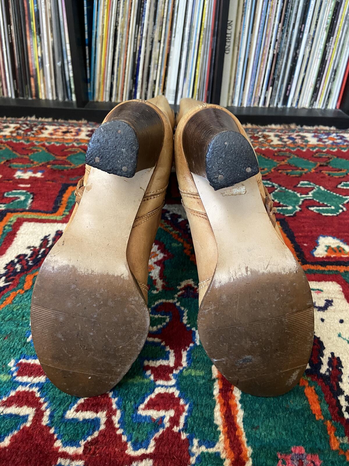 Vintage 1970s Beige Knee High Campus Boots UK 4.5 - 5