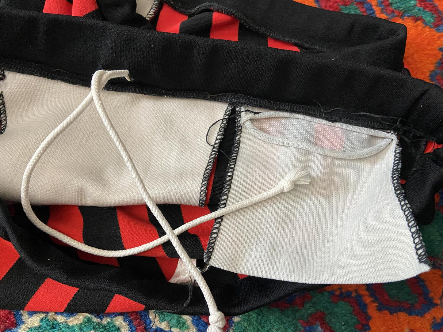 Vintage 1970s Black & Red Striped Swim Shorts