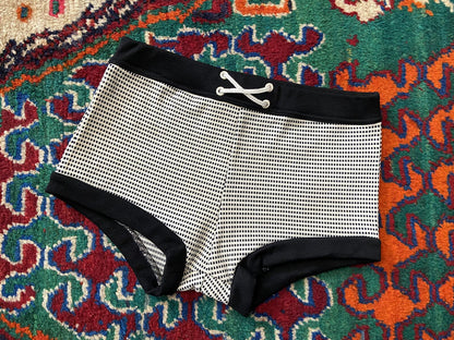 Vintage 1970s Black & White Swim Shorts