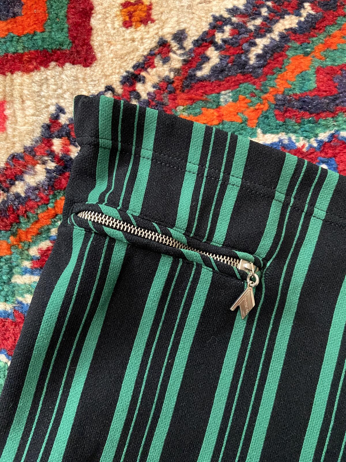 Vintage 1970s Black & Green Striped Swim Shorts