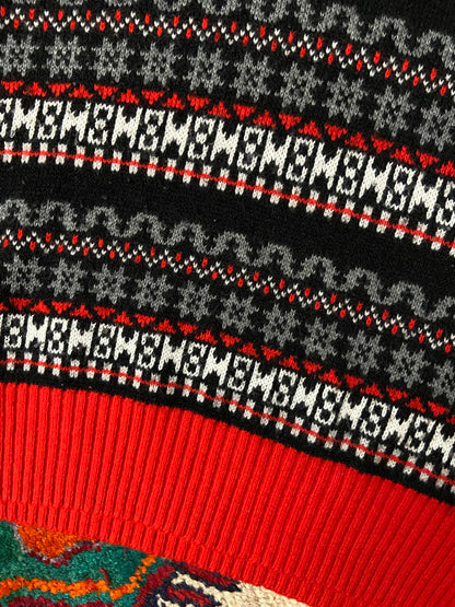 Vintage Red Printed Turtleneck Jumper