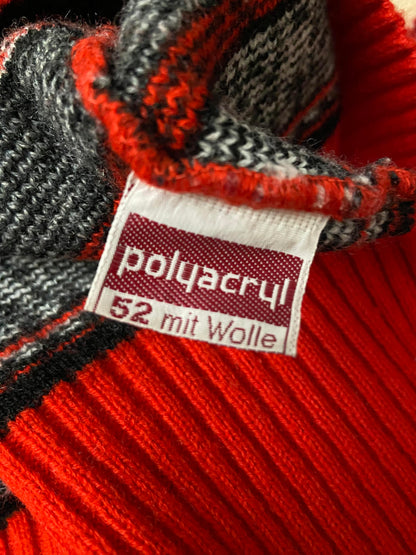 Vintage Red Printed Turtleneck Jumper