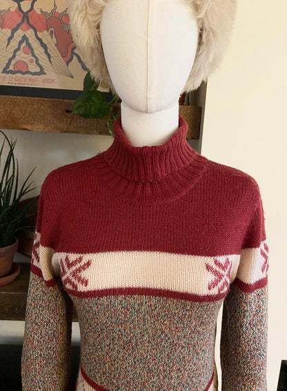 Vintage 1970s Fair Isle Turtleneck Jumper