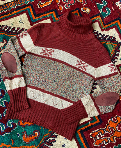 Vintage 1970s Fair Isle Turtleneck Jumper