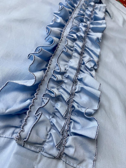 Vintage 1970s Blue After Six Ruffle Shirt
