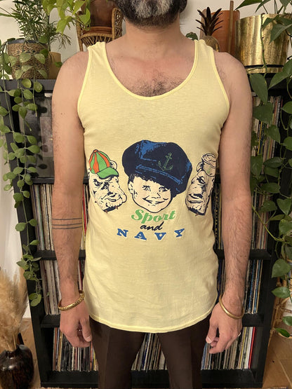 Vintage 1970s Yellow Sport & Navy Vest