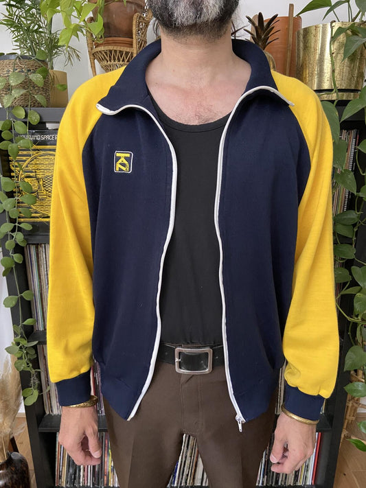 Vintage 1970s Yellow & Navy Italian Track Top