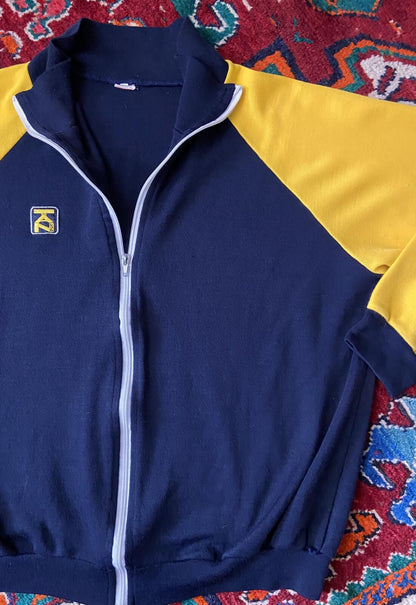 Vintage 1970s Yellow & Navy Italian Track Top