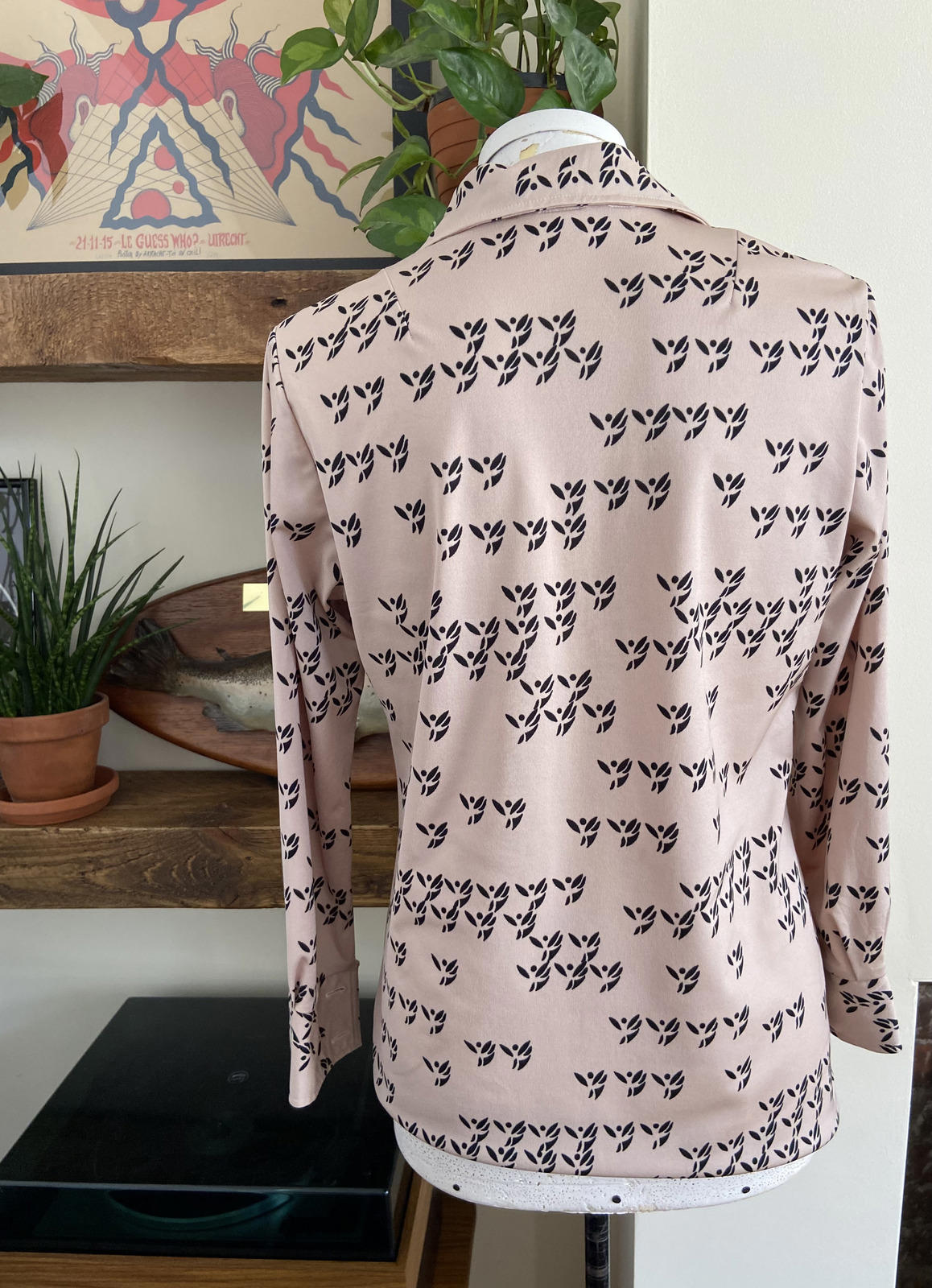 Vintage 1970s Japanese Beige Jersey Shirt