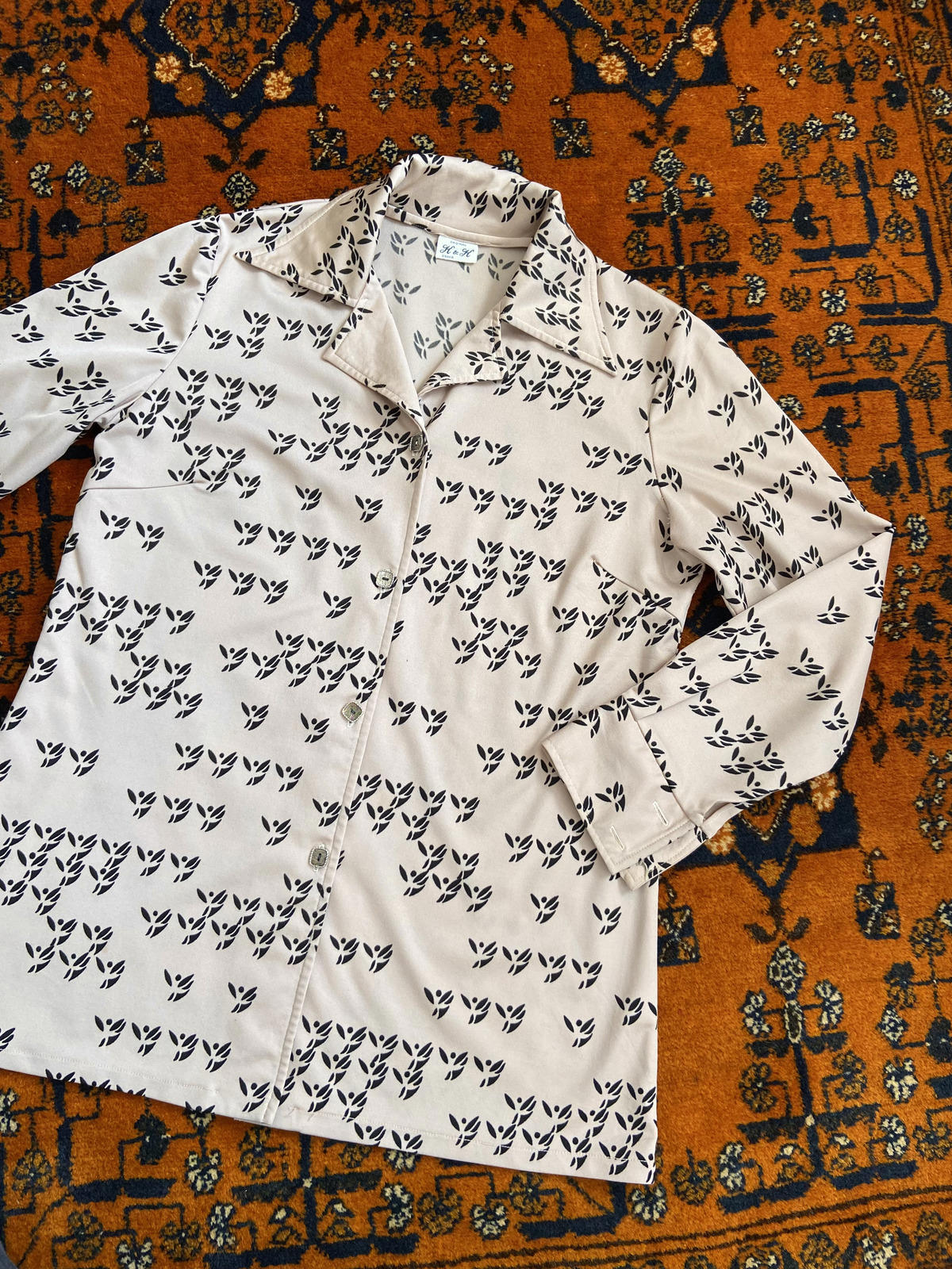 Vintage 1970s Japanese Beige Jersey Shirt