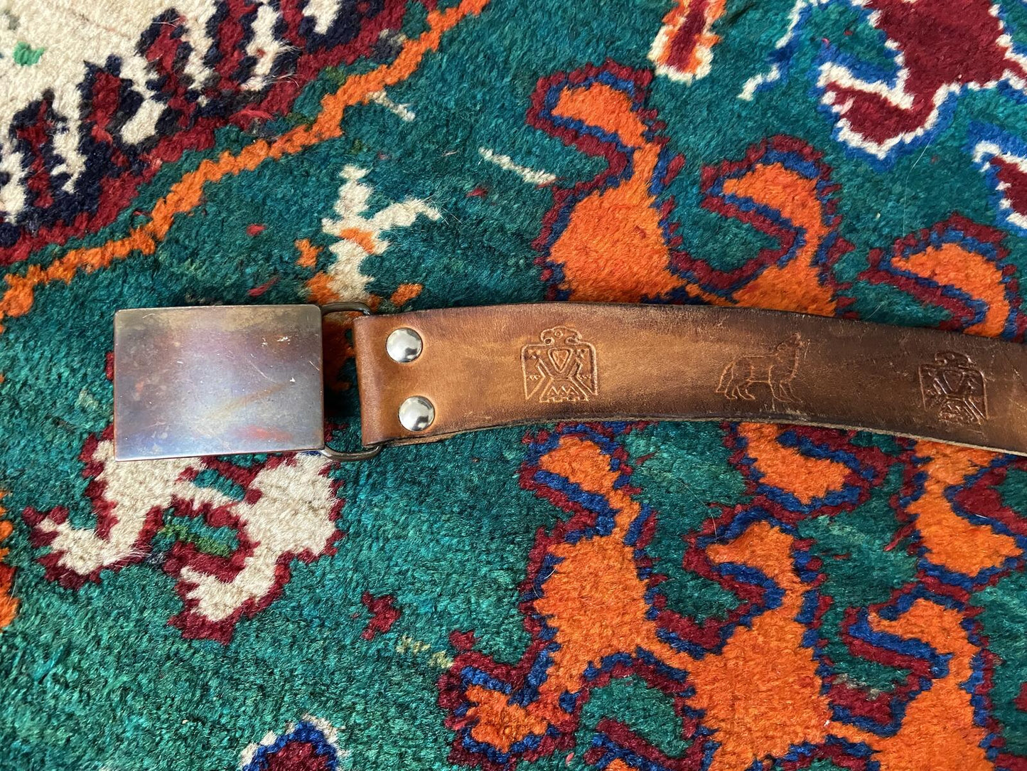 Vintage Embossed Plaque Buckle Belt