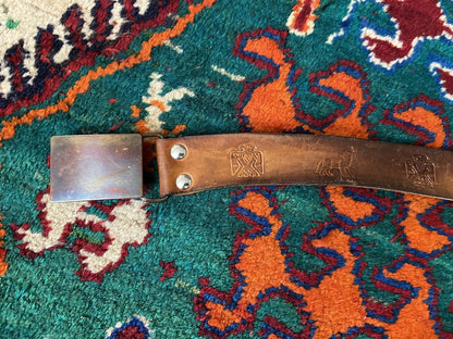 Vintage Embossed Plaque Buckle Belt