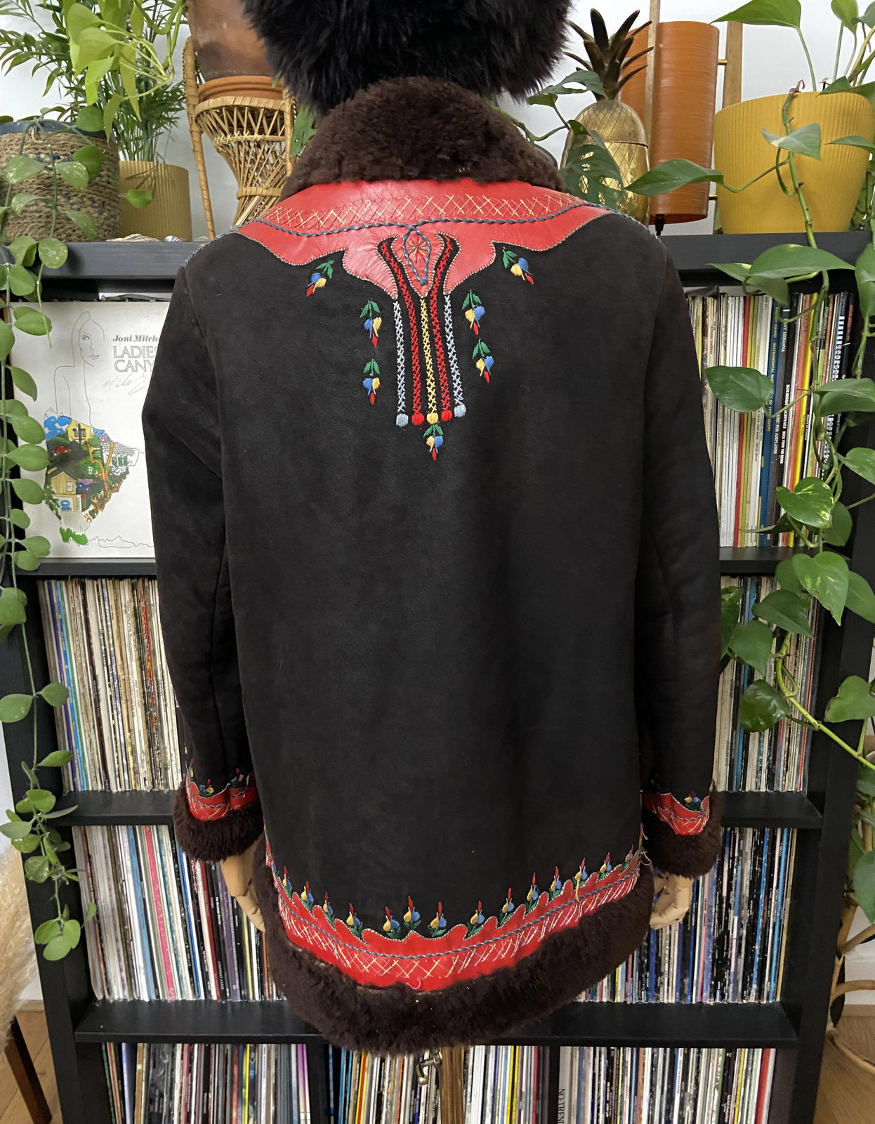 Vintage 1970s Brown Embroidered Polish Afghan Coat