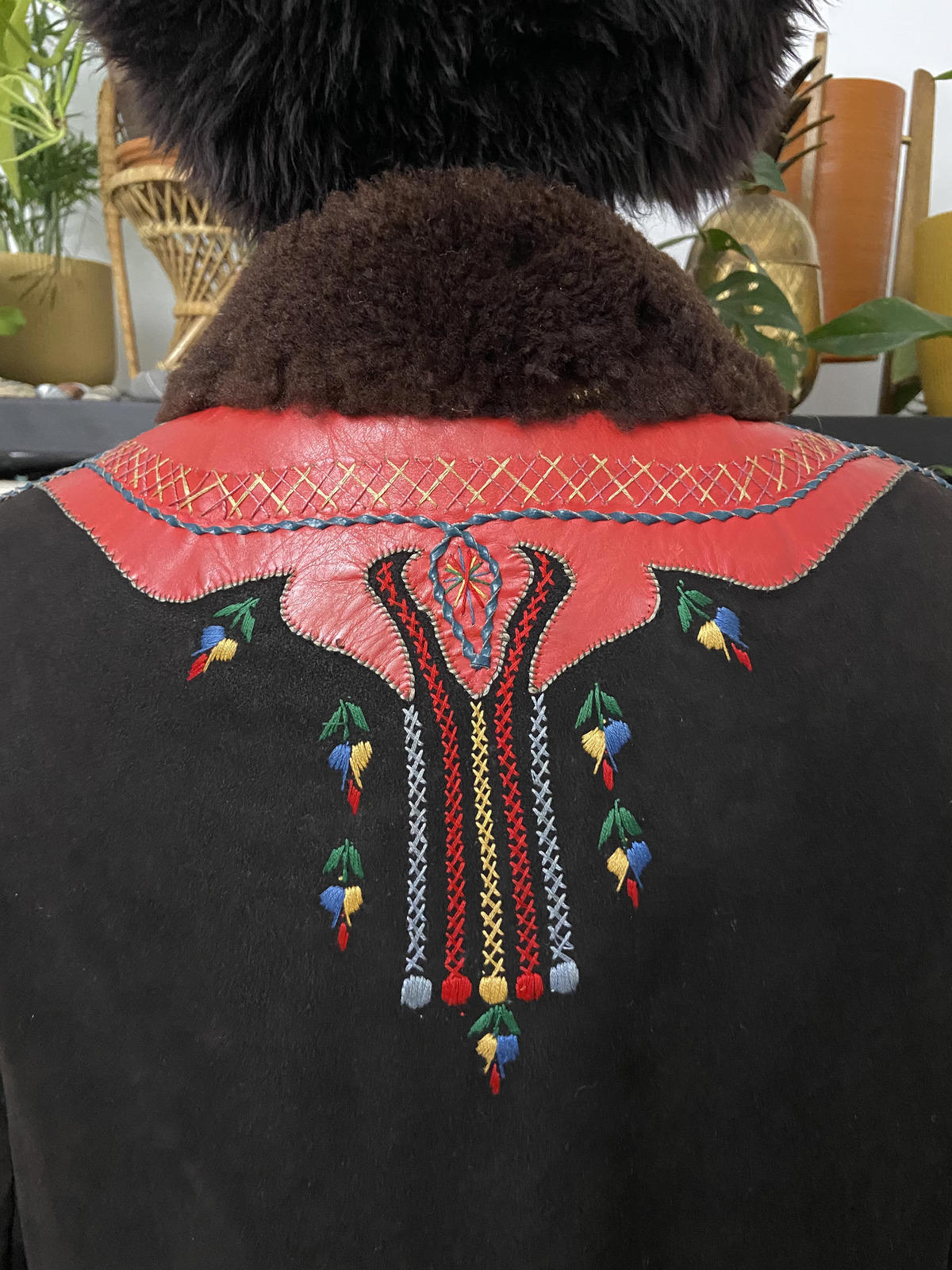 Vintage 1970s Brown Embroidered Polish Folk Coat