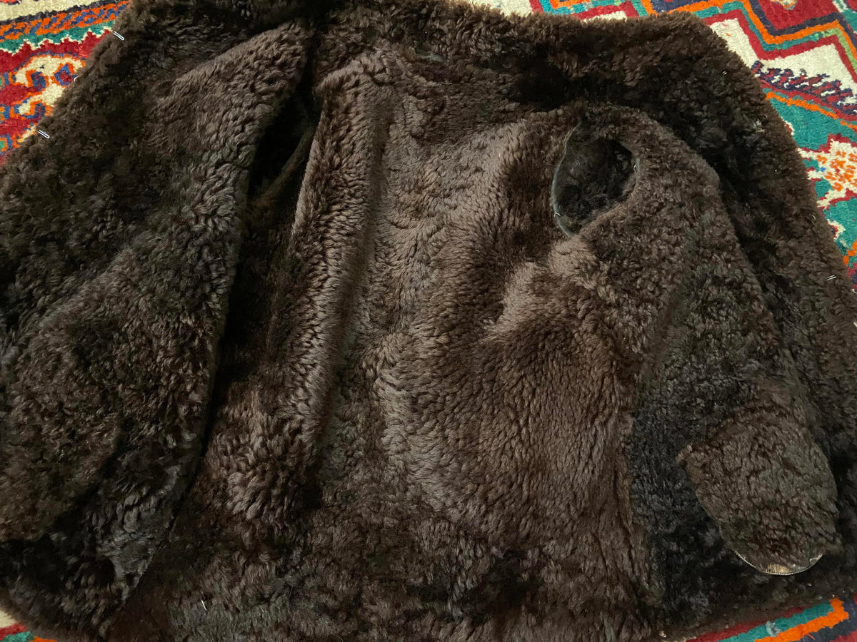 Vintage 1970s Brown Embroidered Polish Folk Coat