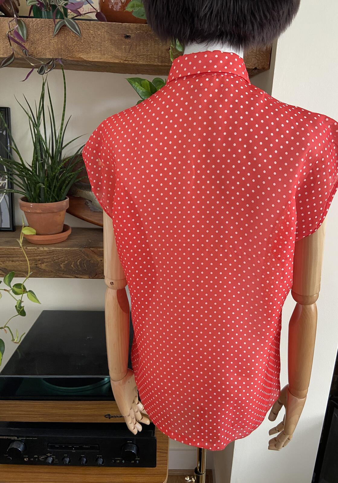 Vintage 1980s Red Polka Dot Blouse