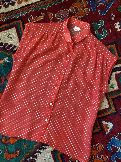 Vintage 1980s Red Polka Dot Blouse