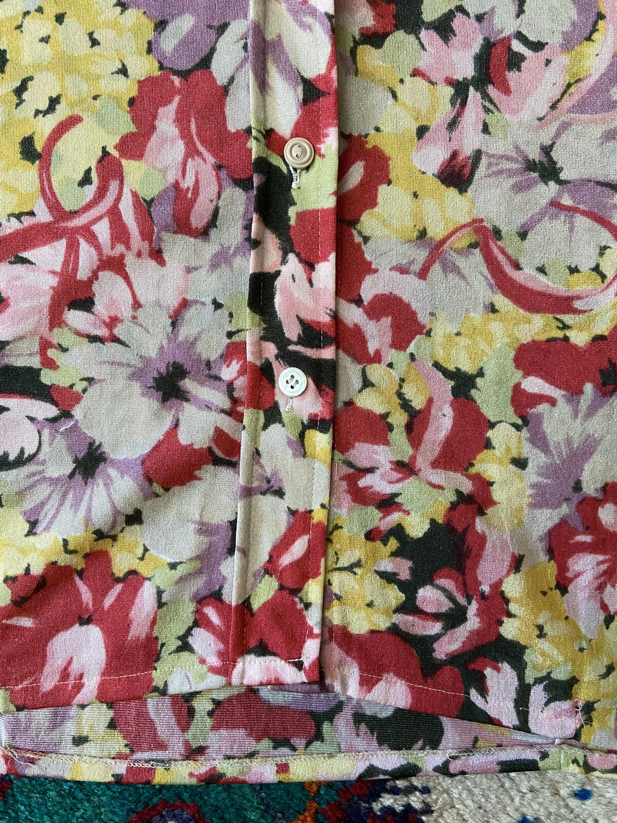 Vintage 1970s Pink Floral Print Shirt