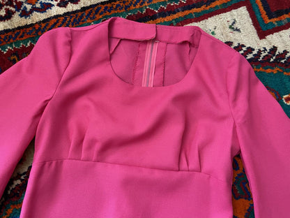 Vintage 1970s Pink Bell Sleeve Maxi Dress