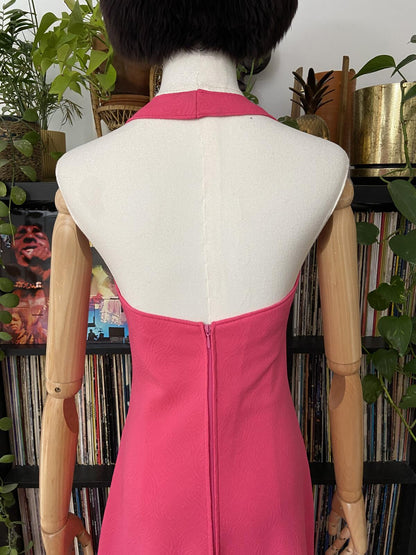 Vintage 1970s Pink Halterneck Maxi Dress