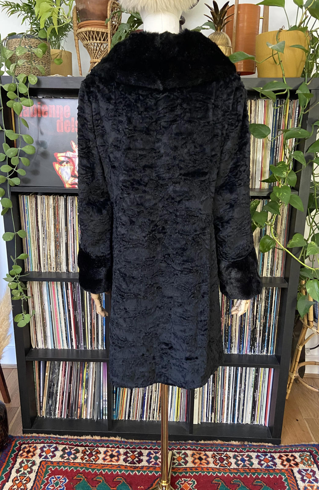 Vintage 1960s Black Faux Fur Coat