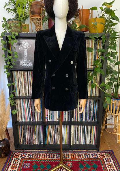 Vintage 1960s Black Yves Saint Laurent Velvet Blazer