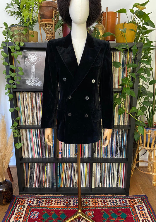 Vintage 1960s Black Yves Saint Laurent Velvet Blazer
